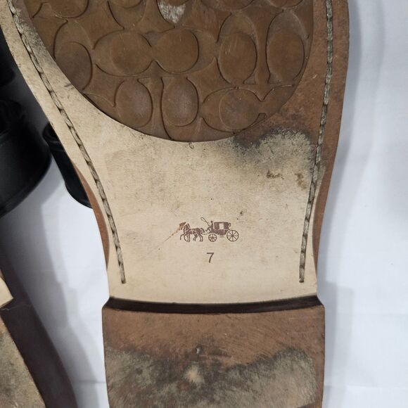 Coach Issa Slides Black SZ 7 Leather Boho Flat Sandals Vacation Travel Shoes - Picture 6 of 6